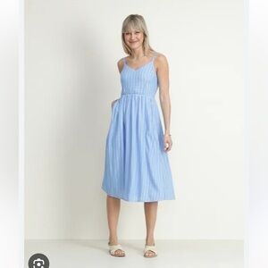 NWT classic striped slip dress with elastic smocked back & pockets. Cotton blend